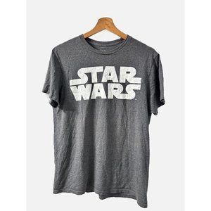 Star Wars T Shirt Mens Medium Gray Graphic Crew Neck Bold Logo